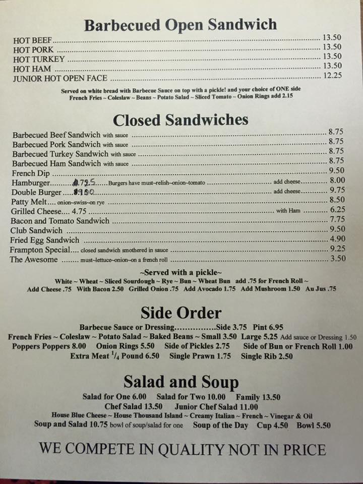 Menu at Barney's Hickory Pit, Concord