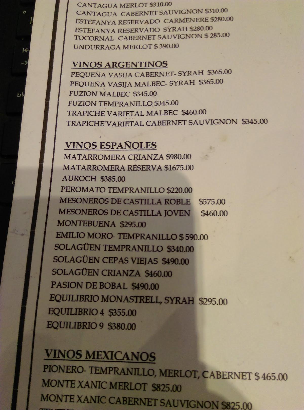 Carta de Café Bar 500 Noches San Cristóbal, San Cristóbal de las Casas,  Miguel Hidalgo 6D