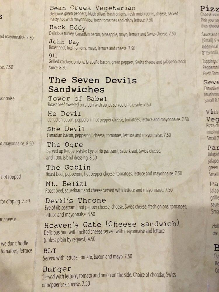 Menu at Salmon River Inn Pizza Sandwich Restaurant, Riggins