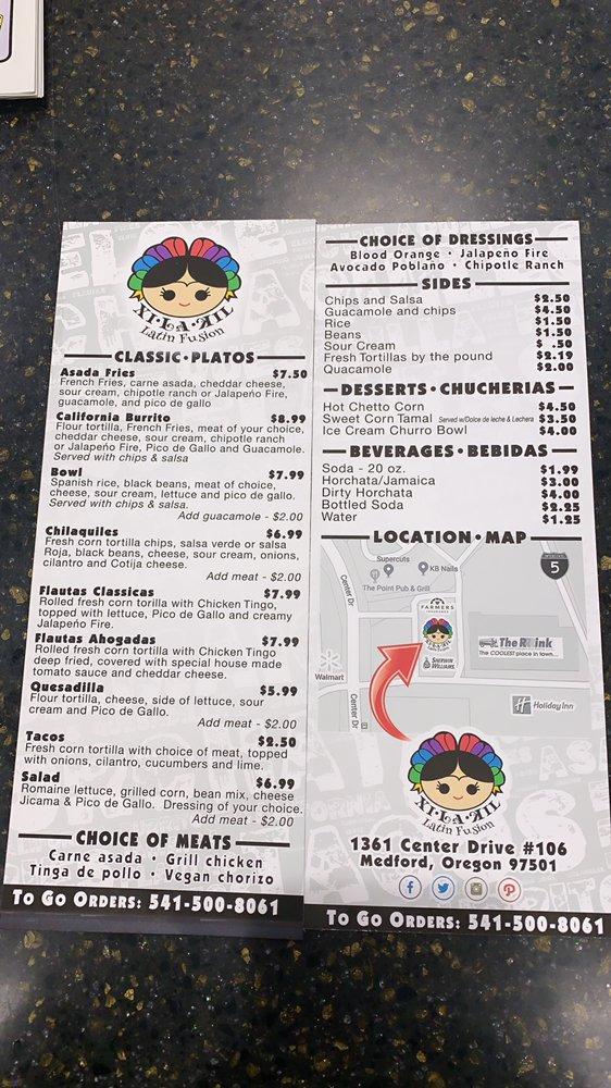 Menu at Xilakil Latin Fusion restaurant, Medford