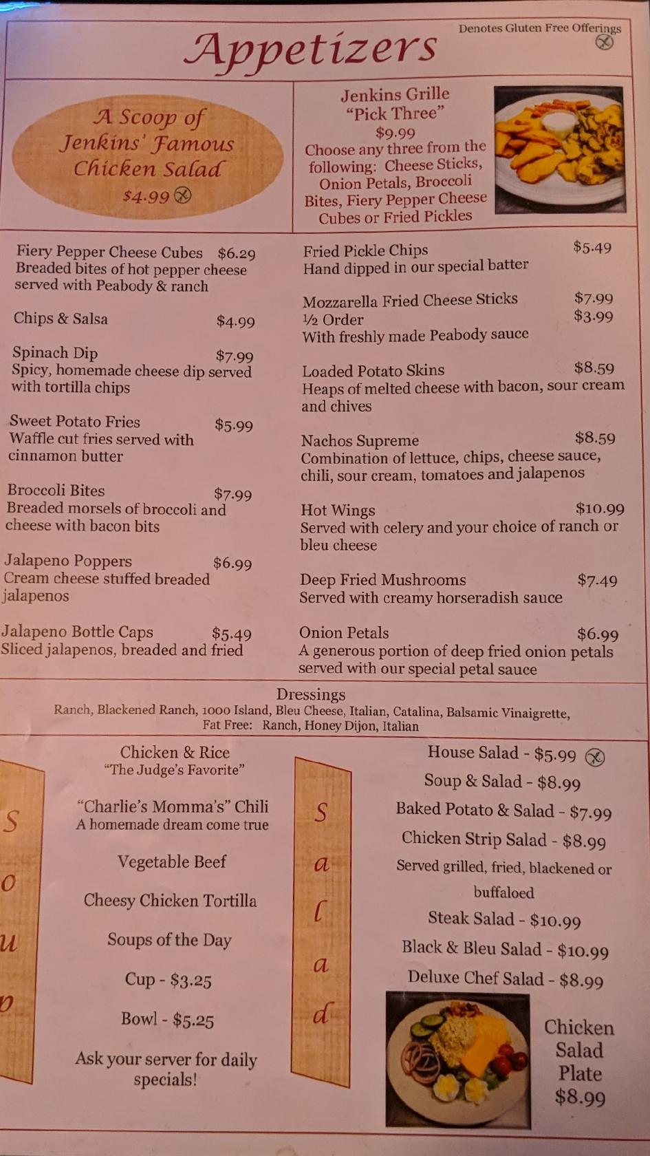Menu at Jenkins Grille & Market restaurant, Athens