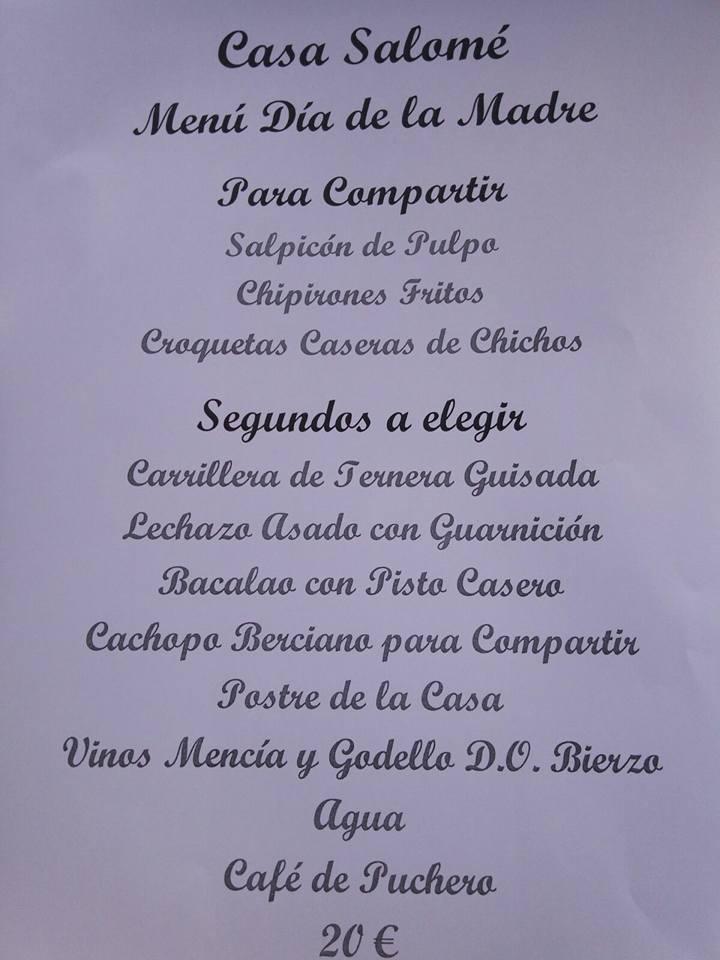 Menu at Salomé Restaurante, Toreno