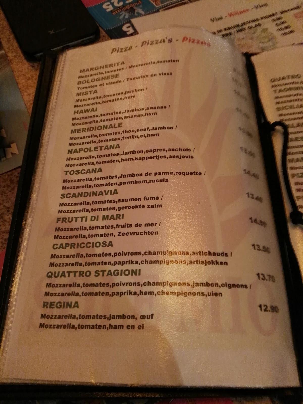 Speisekarte von Sole mio ( italian restaurant ), Koksijde