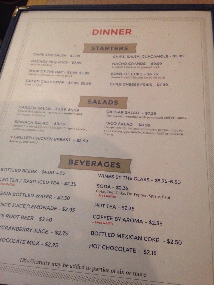 Menu at The Pantry restaurant, Santa Fe