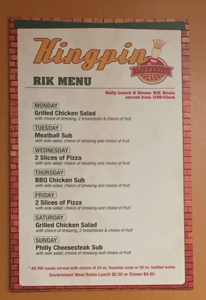 Menu at Kingpin Pizzeria, Fallon Station