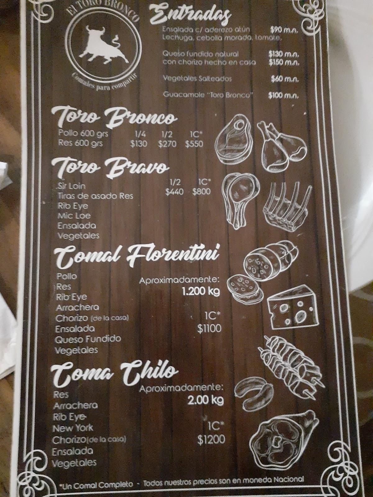 Menu At Toro Bronco Steakhouse, Mexicali