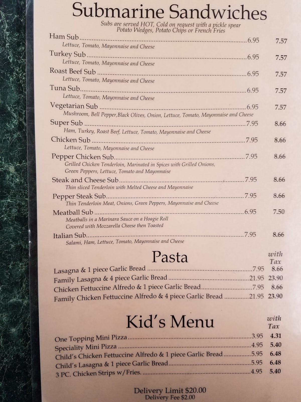 Menu at Famous Pizza pizzeria, Ware Shoals