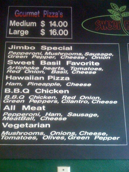 Menu at Sweet Basil Pizza pizzeria, Duarte, Huntington Dr
