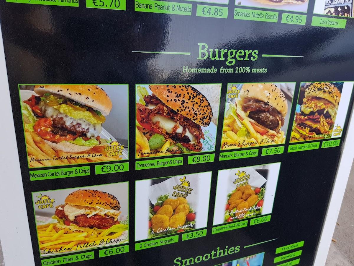 Menu at Juice Cafe, Birżebbuġa