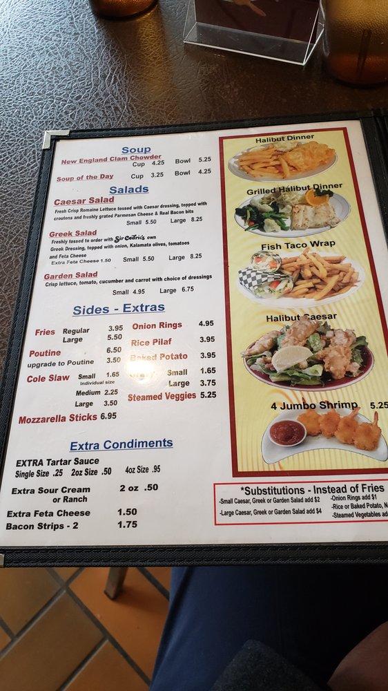 Menu at Sir Cedric's Fish & Chips restaurant, Windsor, 468 University Ave W
