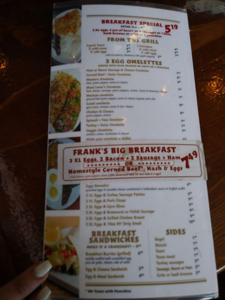 Menu at Frank's Deli & Grill restaurant, Detroit