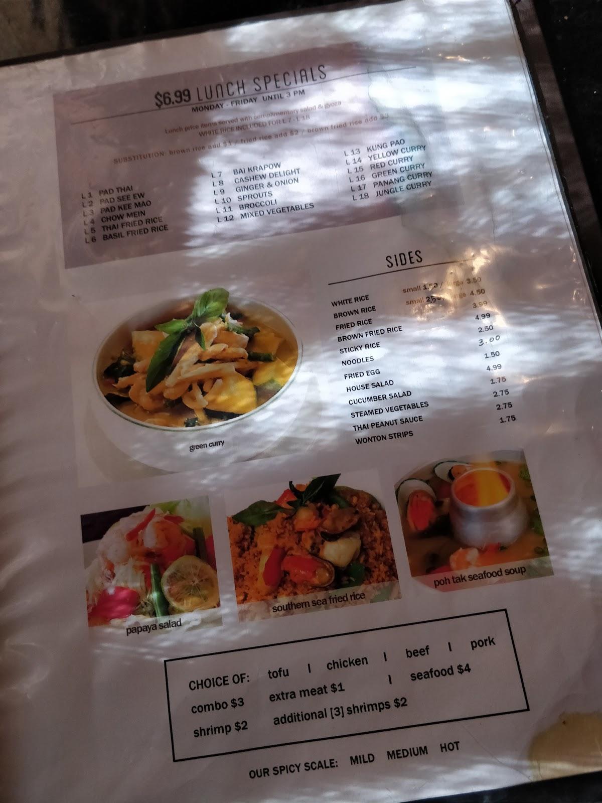 Carta del restaurante Rice & Spice Thai Cuisine, Moreno Valley