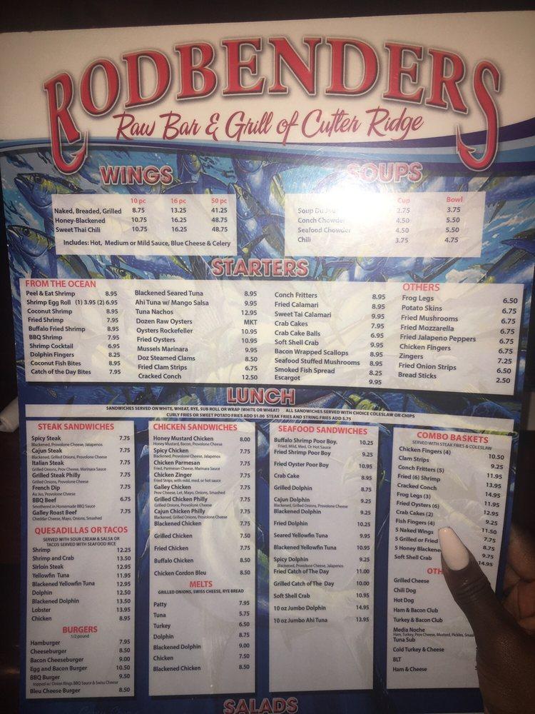 Menu at Rodbenders Raw Bar & Grill, Cutler Bay