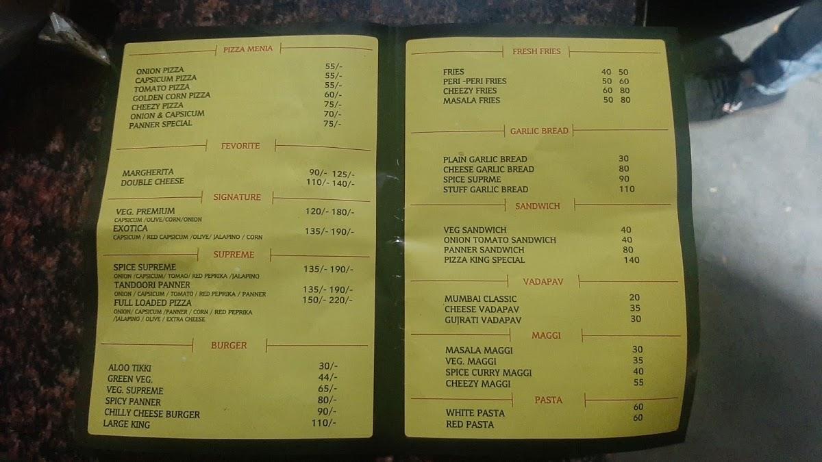 Menu at Pizza King, Jamnagar, Essar Niwas