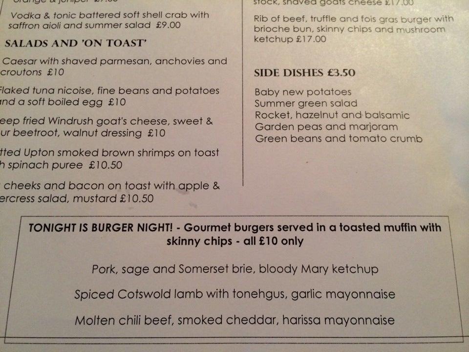 Menu at The Kings Head Inn pub & bar, Bledington, The Grn