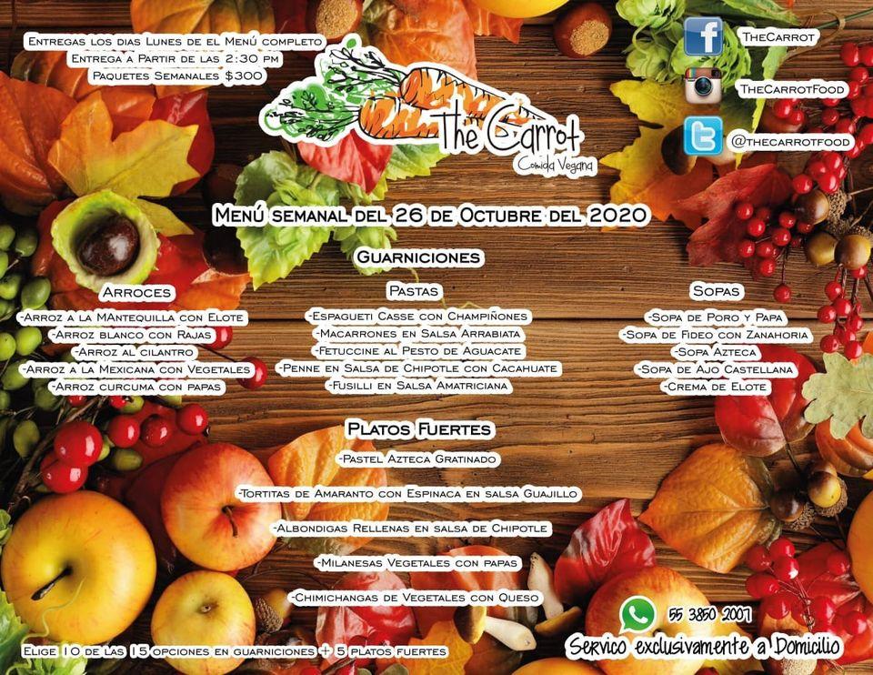 Menu at The Carrot restaurant, Mexico City