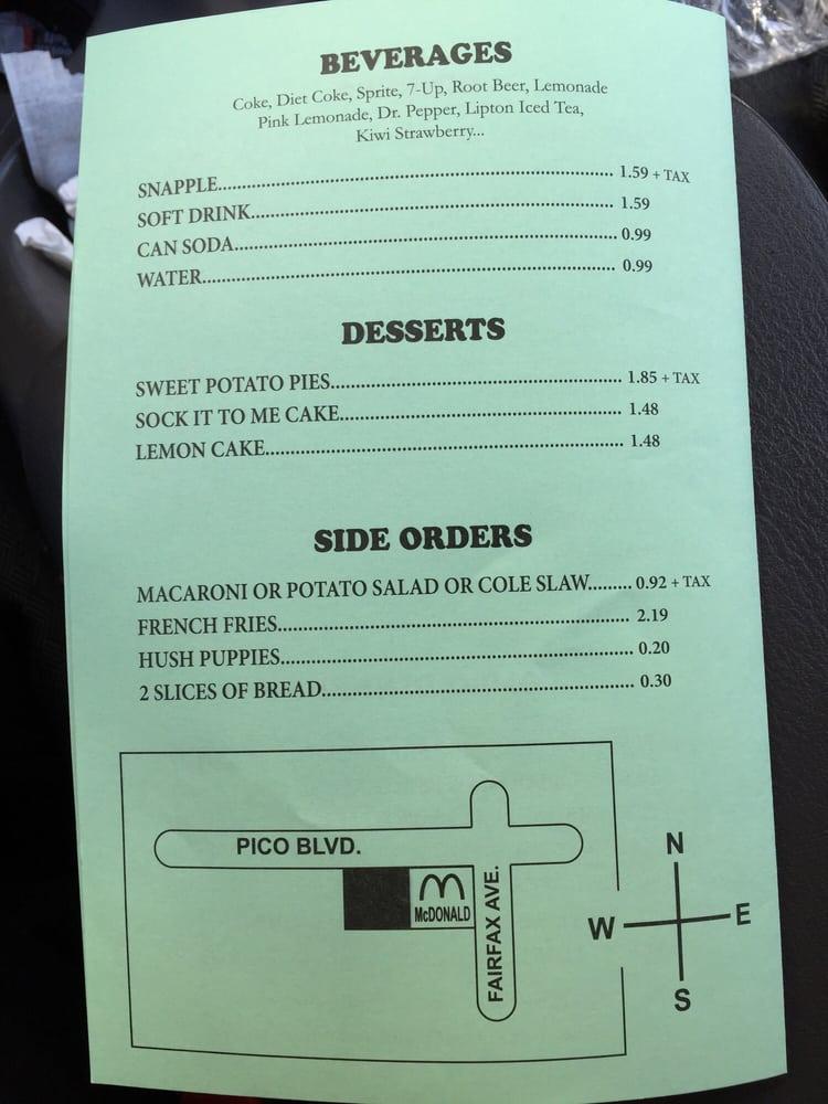 Menu at Penguin Fish & Chips restaurant, Los Angeles