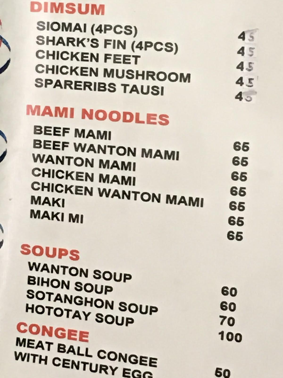 Menu at Mel's Tea House restaurant, Taytay