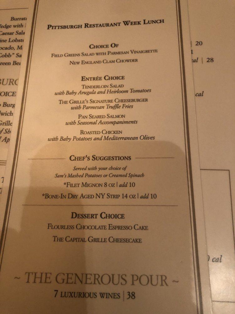 Menu at The Capital Grille pub & bar, Pittsburgh