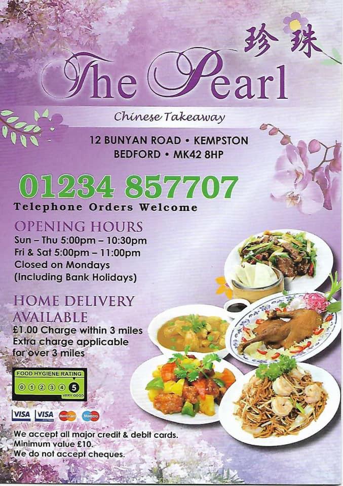 Menu at The Pearl Chinese Takeaway fast food, Kempston
