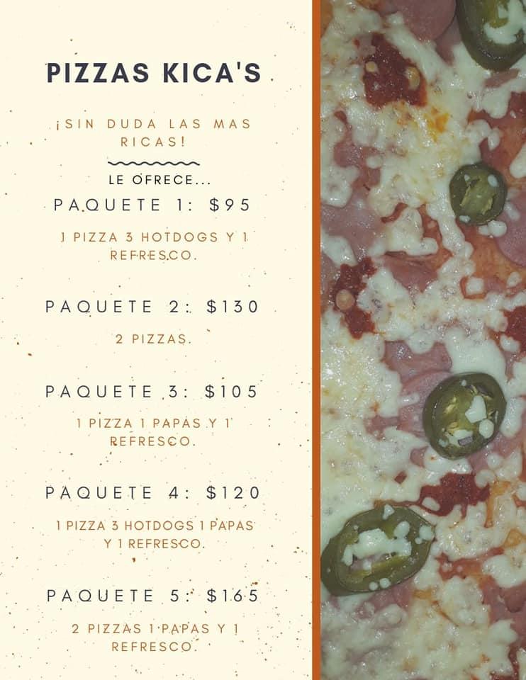 Menu at Pizzas Kicas restaurant, Durango