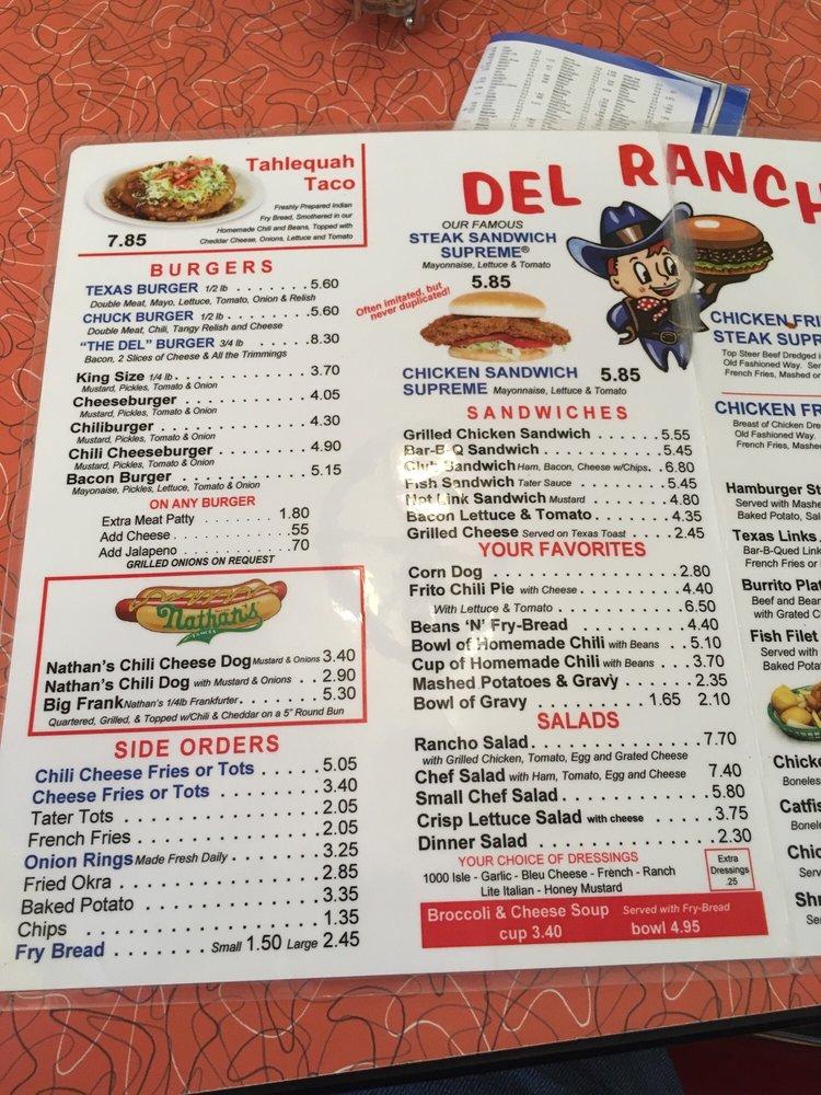 Menu at Del Rancho - Tahlequah fast food, Tahlequah