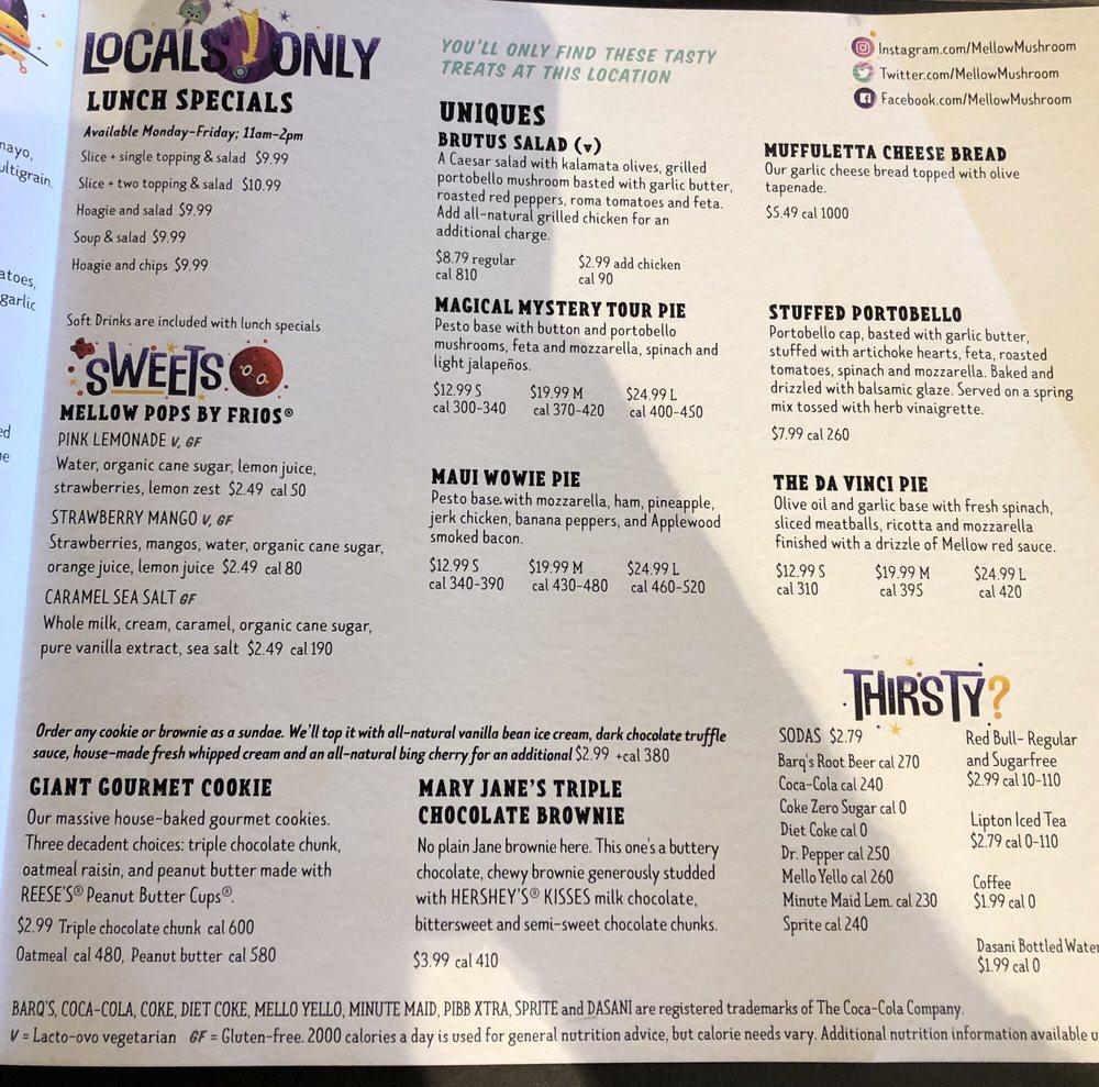 Menu at Mellow Mushroom Beaumont pub & bar, Beaumont
