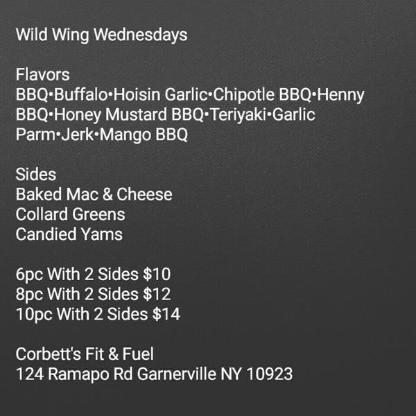Menu at Corbett's Fit & Fuel restaurant, West Haverstraw