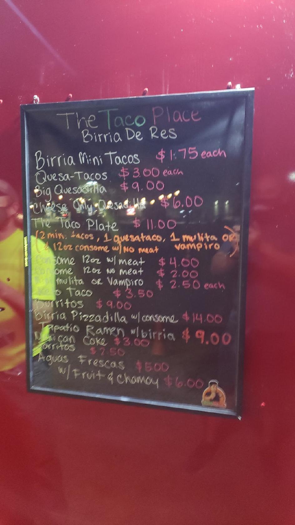 Menu At The Taco Place Birria Restaurant San Antonio