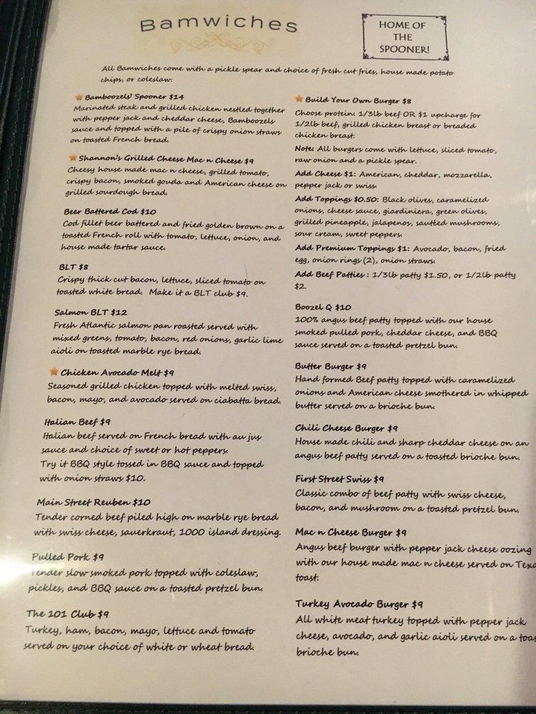 Menu at Bamboozels pub & bar, West Dundee