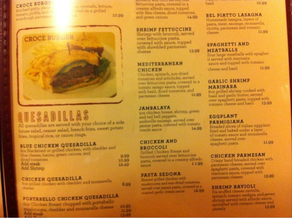 Menu at Bel Piatto restaurant, Kosciusko, Veterans Memorial Dr