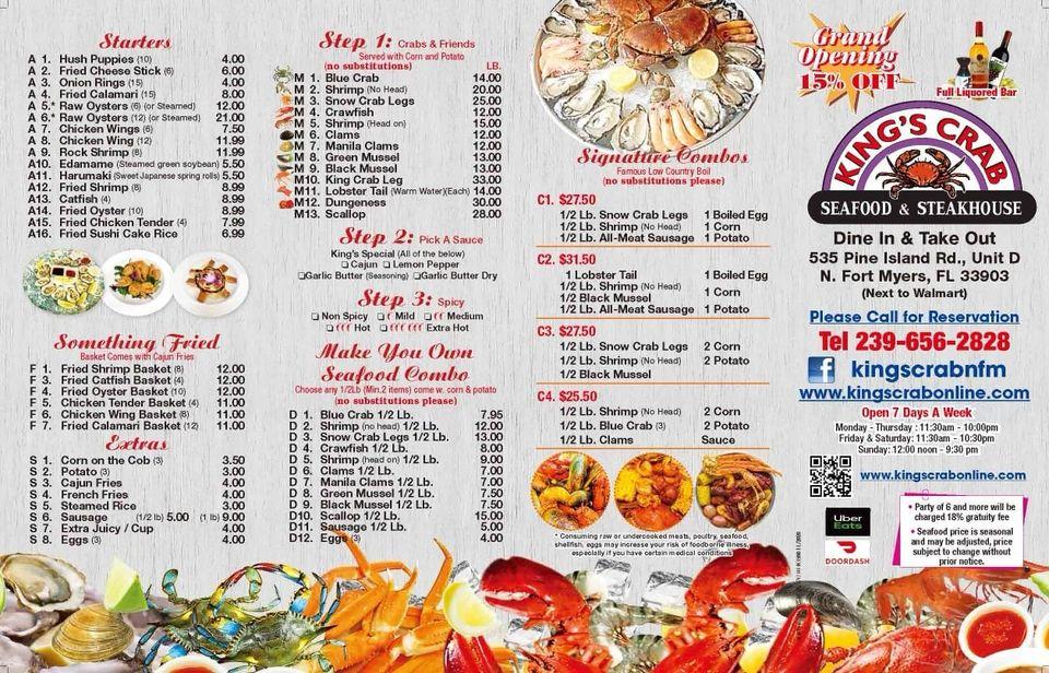 Menu at King's Crab Sushi Seafood &Steakhouse, North Fort Myers