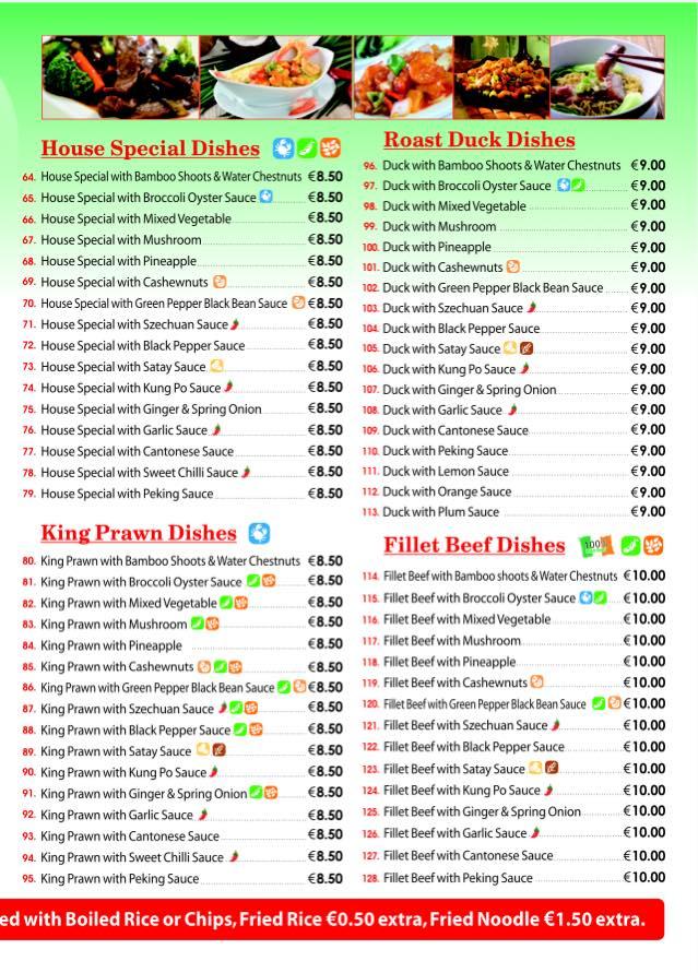 Menu at Bamboo Gate restaurant, Drogheda