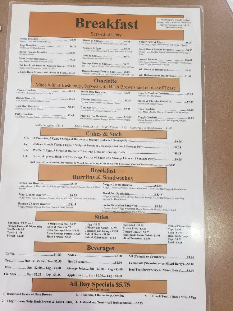 Menu at Coffee Cup Cafe, Nampa, 112 3rd St S