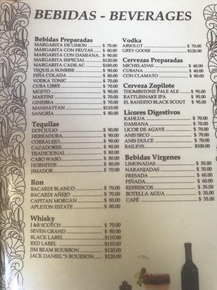 Menu at La Palapa Restaurante, Loreto