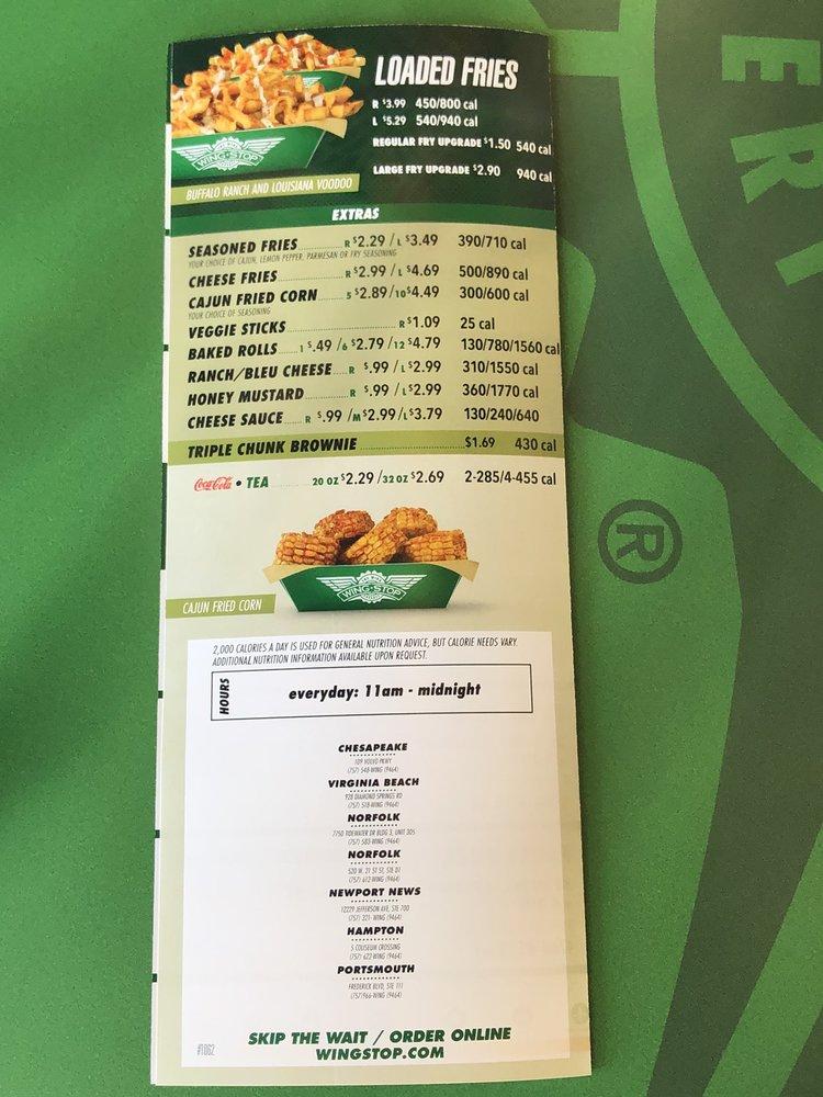 Menu at Wingstop restaurant, Portsmouth, Frederick Blvd Ste 111