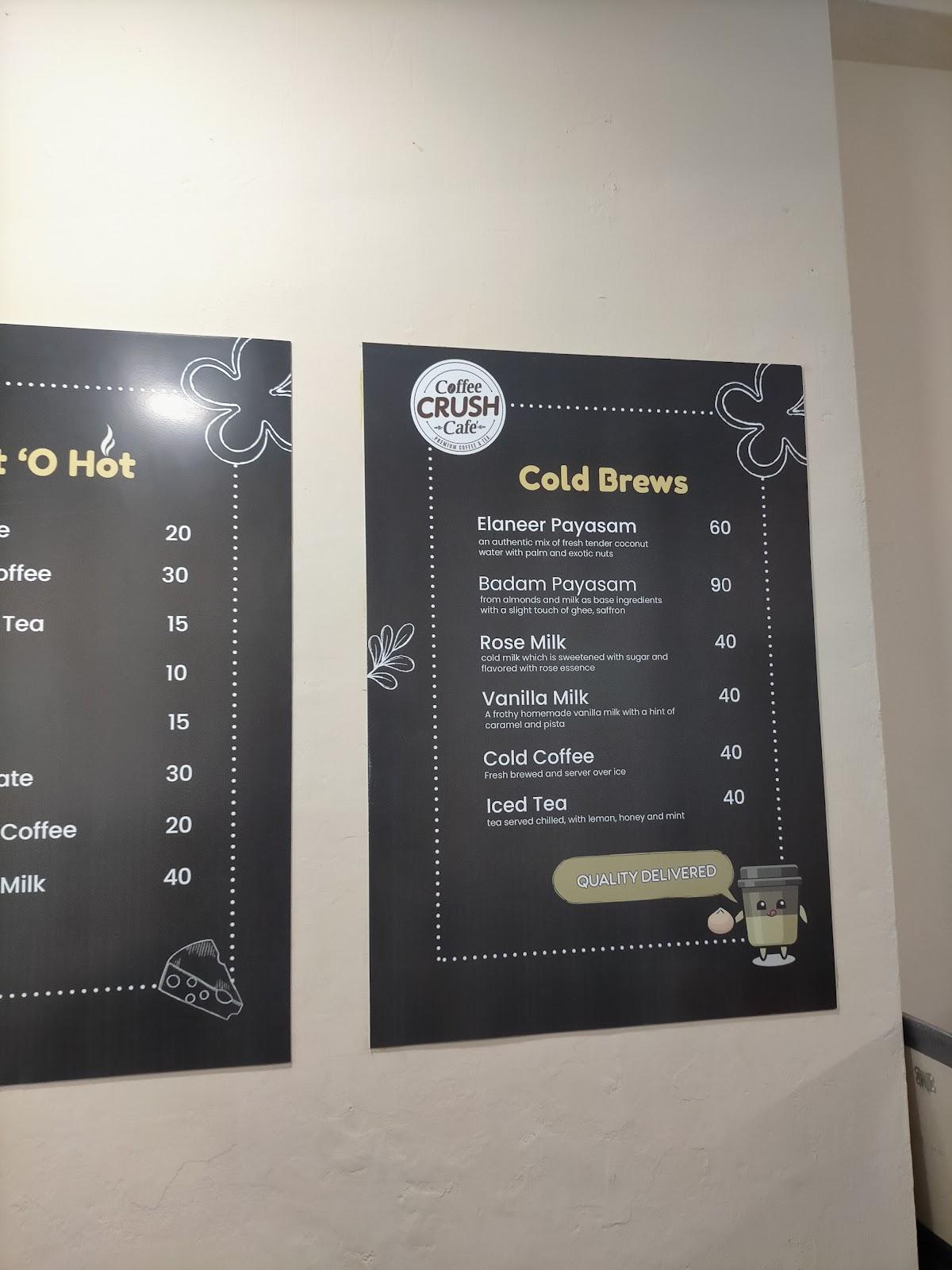 Menu At COFFEE CRUSH CAFE Chennai