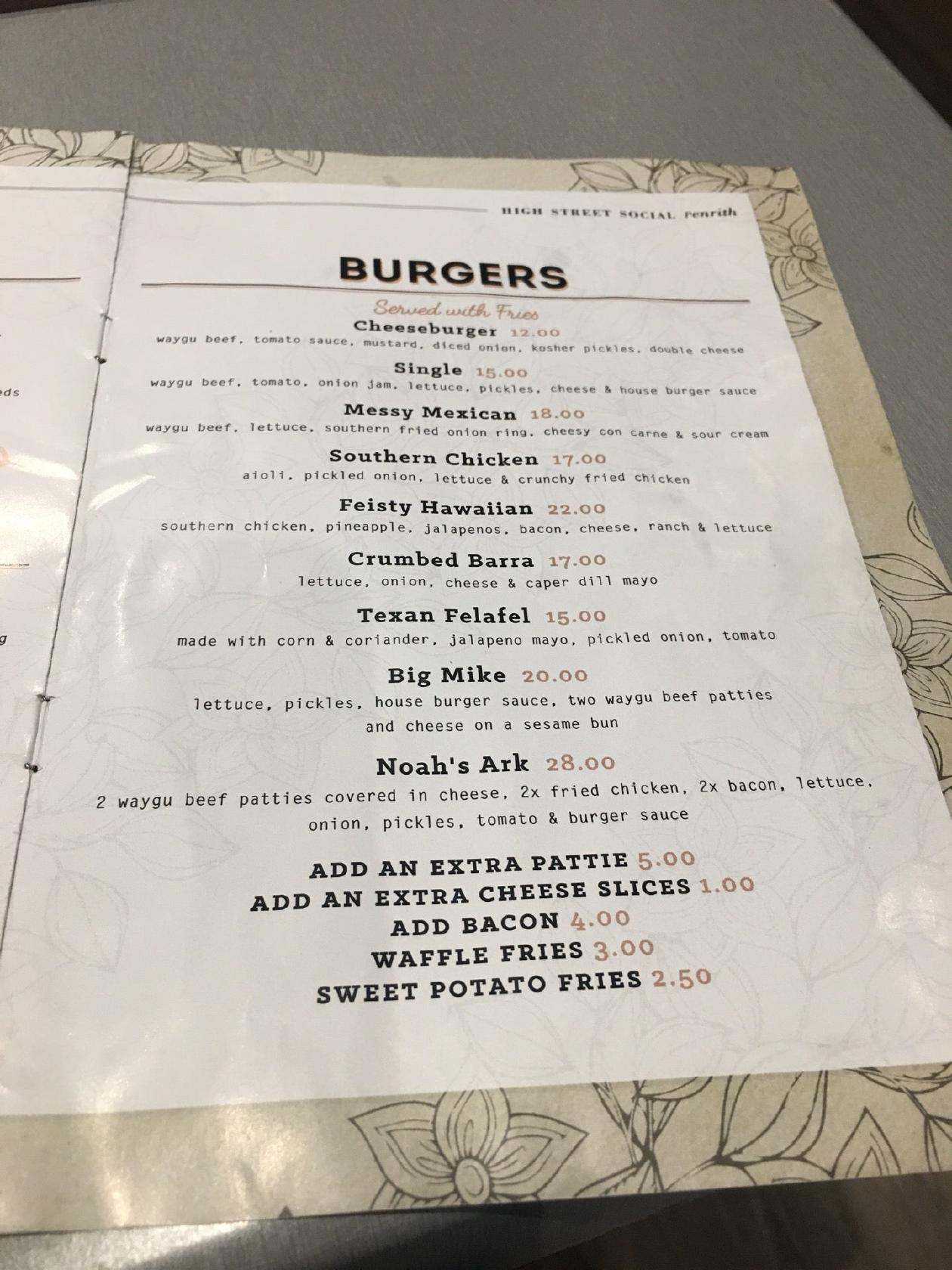 Menu at High Street Social pub & bar, Penrith