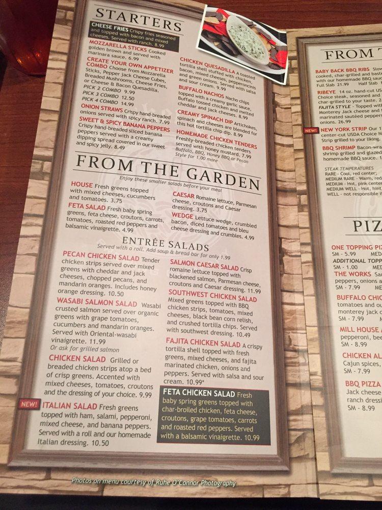 Menu at The Mill House Restaurant, Jasper
