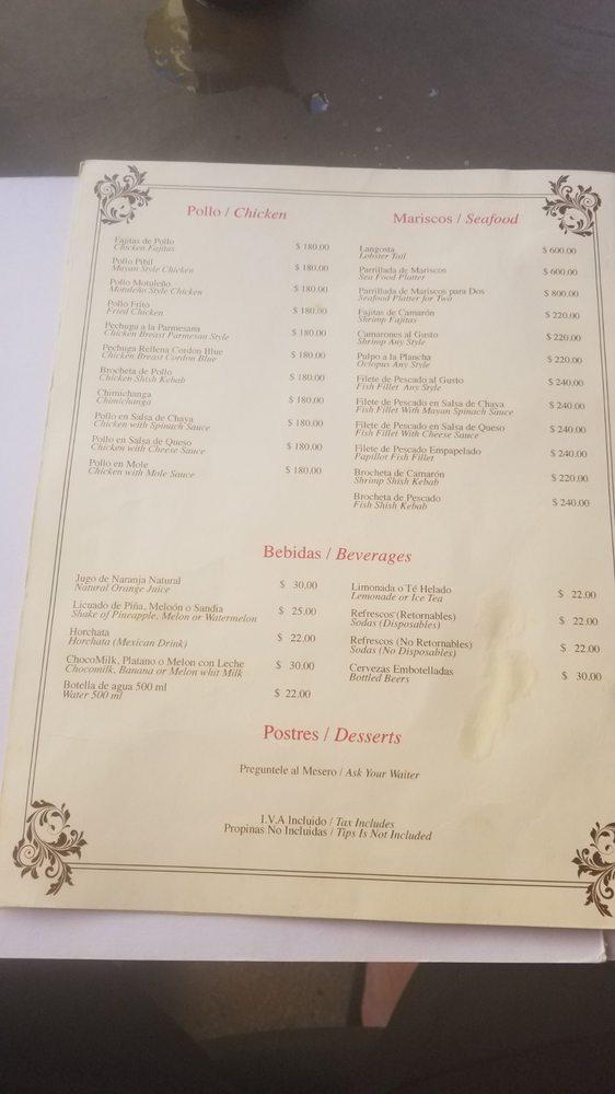 Menu at Casa Denis restaurant, San Miguel de Cozumel, C. 1 Sur No. 132