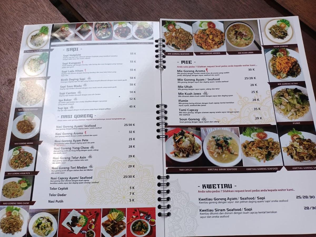 Menu at de AROMA RESTO restaurant, Boyolali