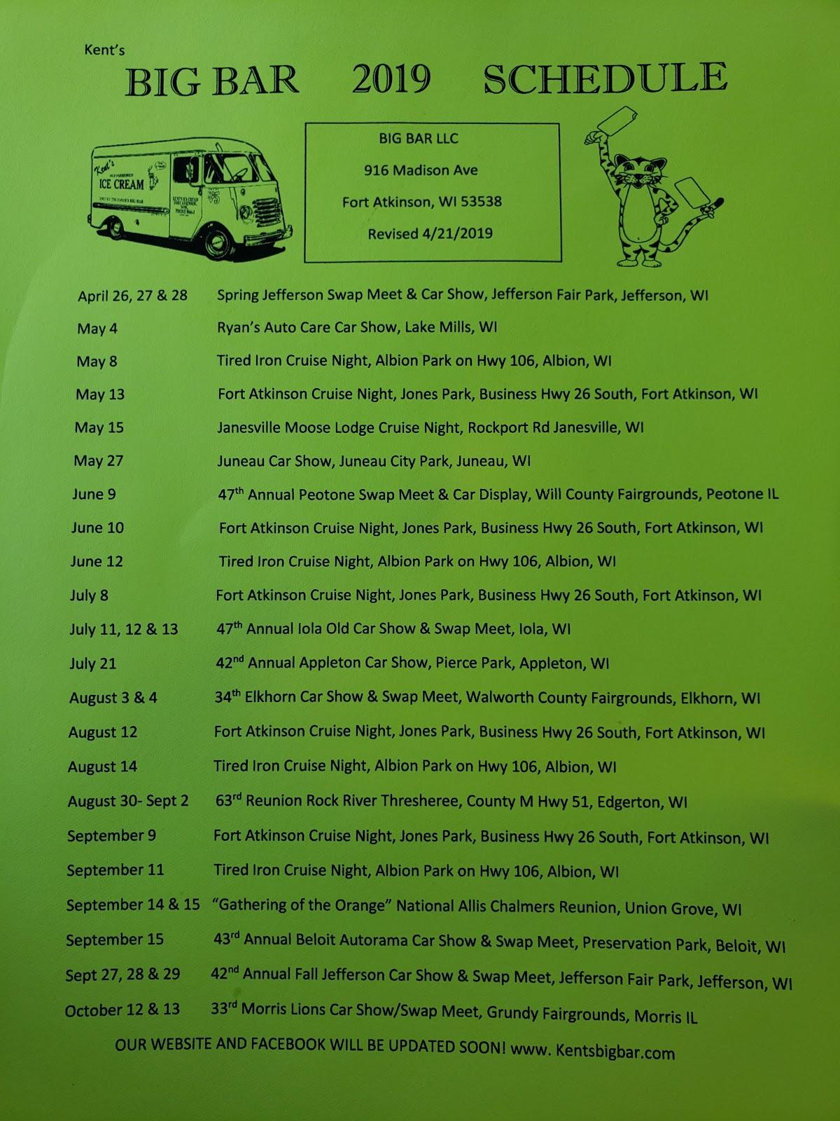 Menu at Kent's Ice Cream, Fort Atkinson