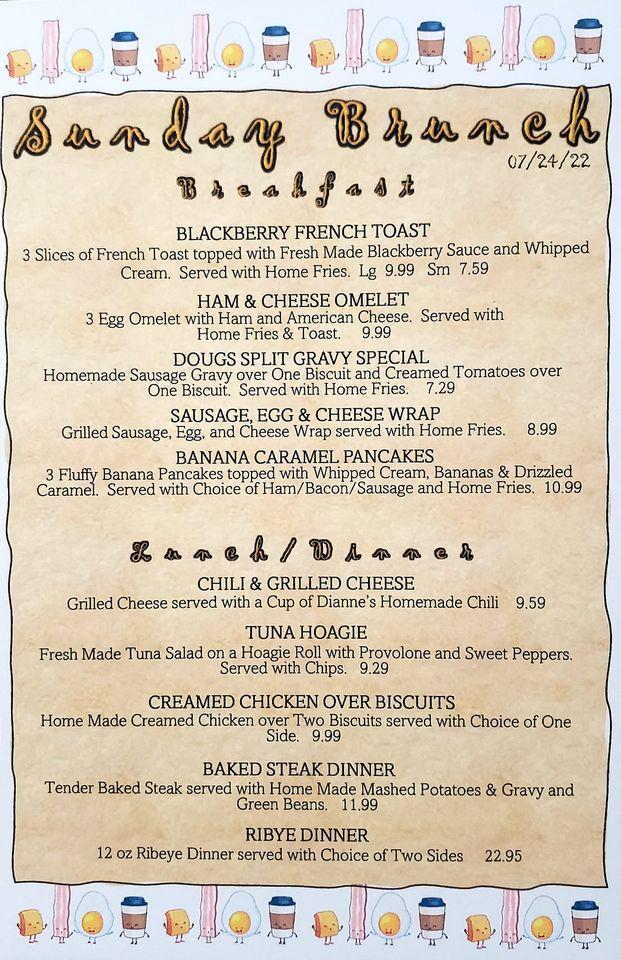 Menu at Lightburns Family Diner restaurant, Jane Lew