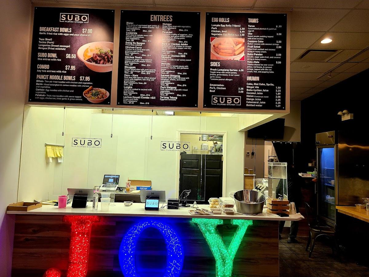 Menu at SUBO Filipino Kitchen restaurant, Chicago