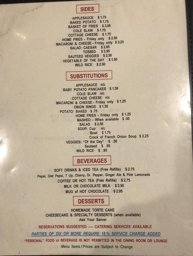 Menu at Clubhouse, Parma Heights