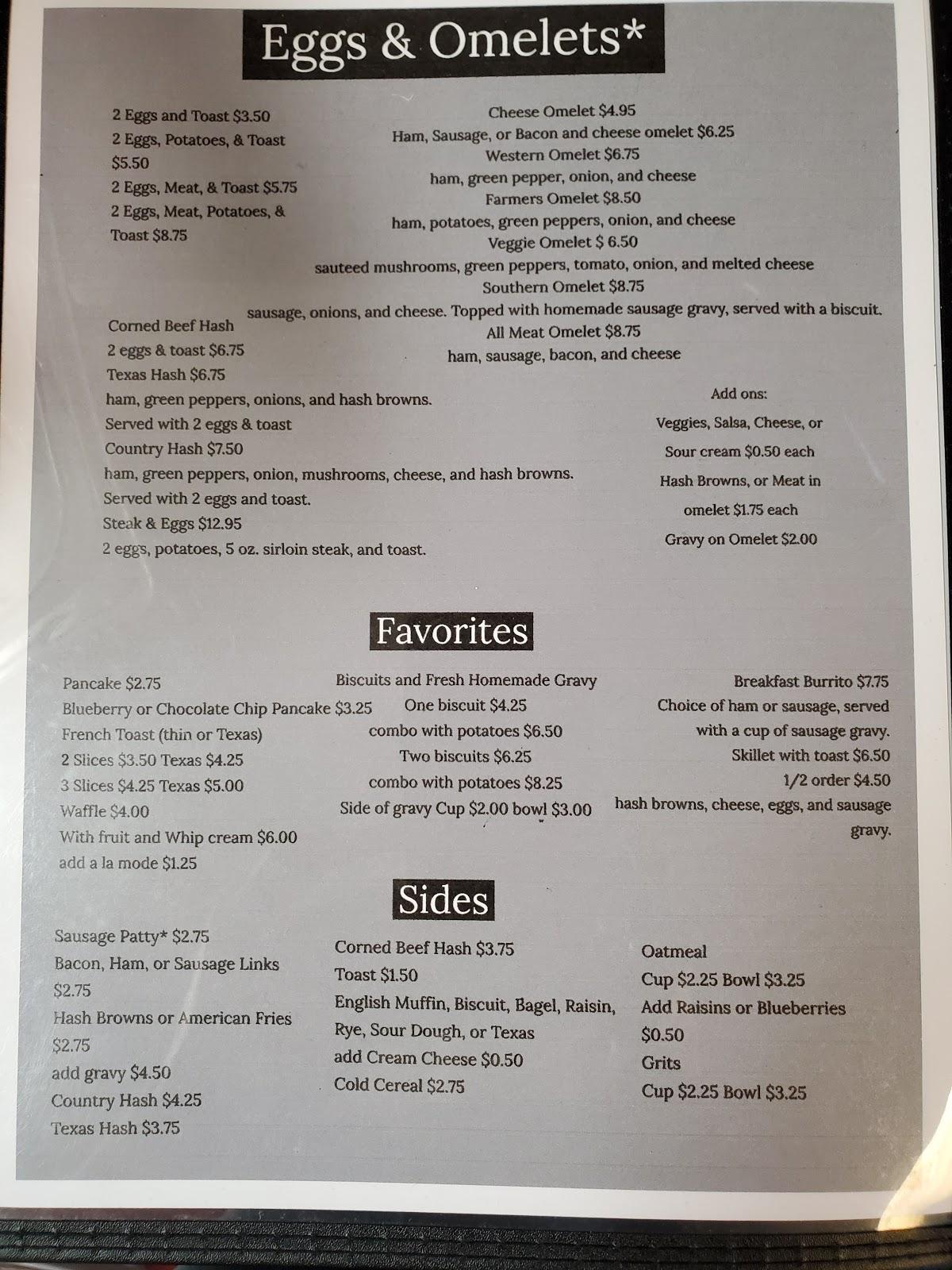 Menu at Gramby's cafe, Sturgis