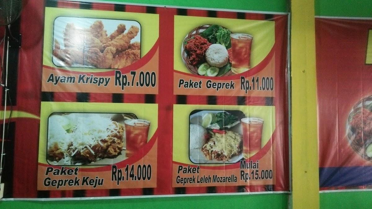 Menu at RM Padang Ganefo 6 restaurant, Semarang