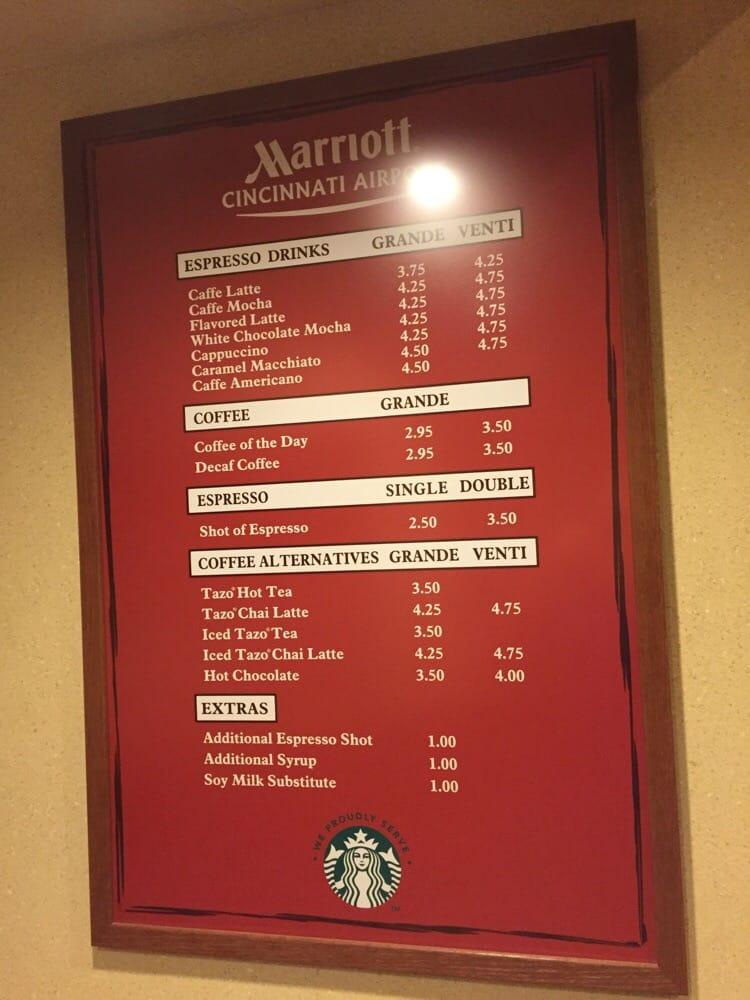 Menu At Starbucks Hebron Progress Dr Cincinnati Airport Marriott