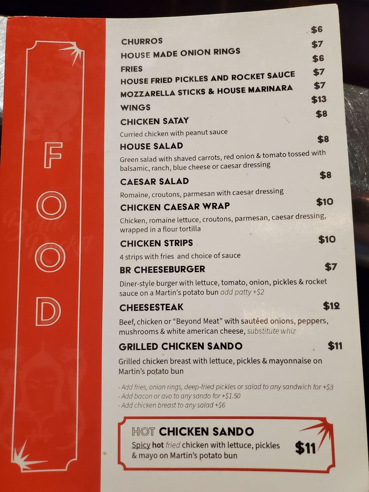 Menu at Bottle Rocket Bar and Grill, San Diego