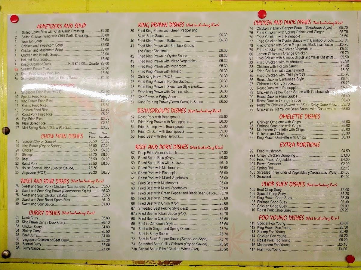 Menu at Pan Cook House fast food, Wantage